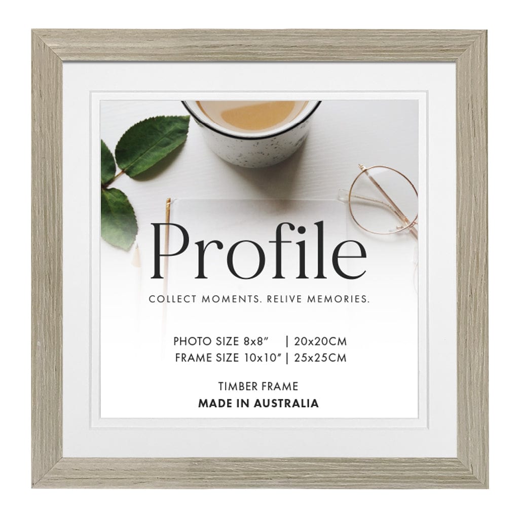 Elegant Deluxe Stone Ash Timber Photo Frame 10x10in (25x25cm) to suit 8x8in (20x20cm) image from our Australian Made Picture Frames collection by Profile Products (Australia) Pty Ltd