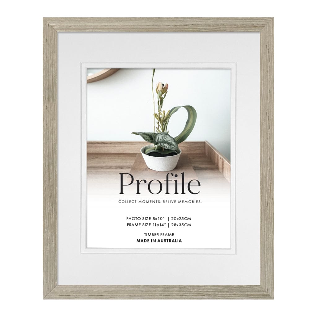 Elegant Deluxe Stone Ash Timber Photo Frame 11x14in (28x35cm) to suit 8x10in (20x25cm) image from our Australian Made Picture Frames collection by Profile Products (Australia) Pty Ltd