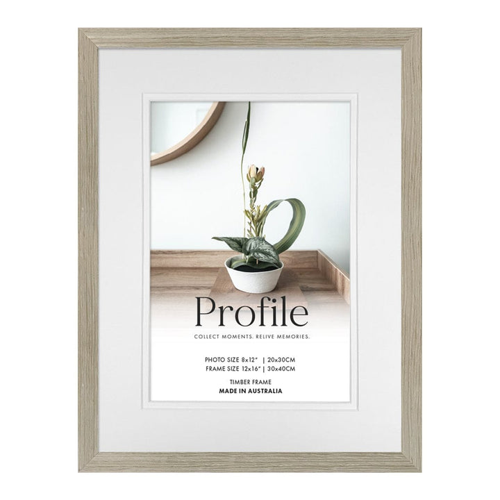 Elegant Deluxe Stone Ash Timber Photo Frame 12x16in (30x40cm) to suit 8x12in (20x30cm) image from our Australian Made Picture Frames collection by Profile Products (Australia) Pty Ltd
