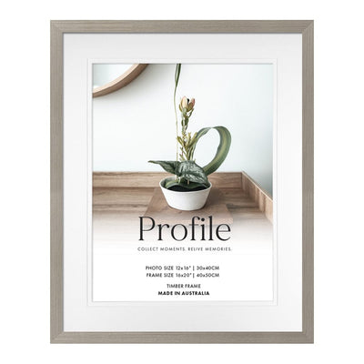 Elegant Deluxe Stone Ash Timber Photo Frame 16x20in (40x50cm) to suit 12x16in (30x40cm) image from our Australian Made Picture Frames collection by Profile Products Australia