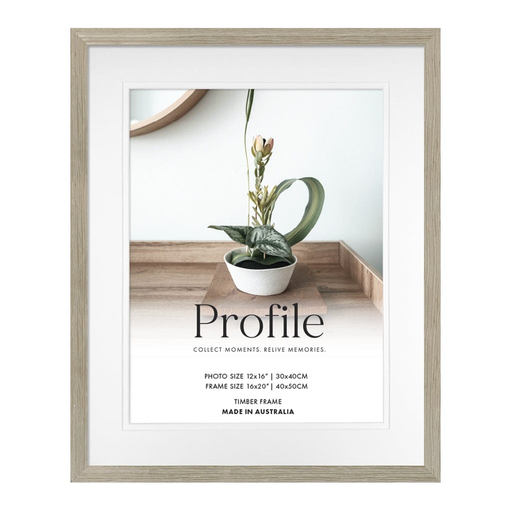 Elegant Deluxe Stone Ash Timber Photo Frame 16x20in (40x50cm) to suit 12x16in (30x40cm) image from our Australian Made Picture Frames collection by Profile Products (Australia) Pty Ltd