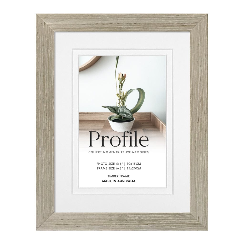 Elegant Deluxe Stone Ash Timber Photo Frame 6x8in (15x20cm) to suit 4x6in (10x15cm) image from our Australian Made Picture Frames collection by Profile Products (Australia) Pty Ltd
