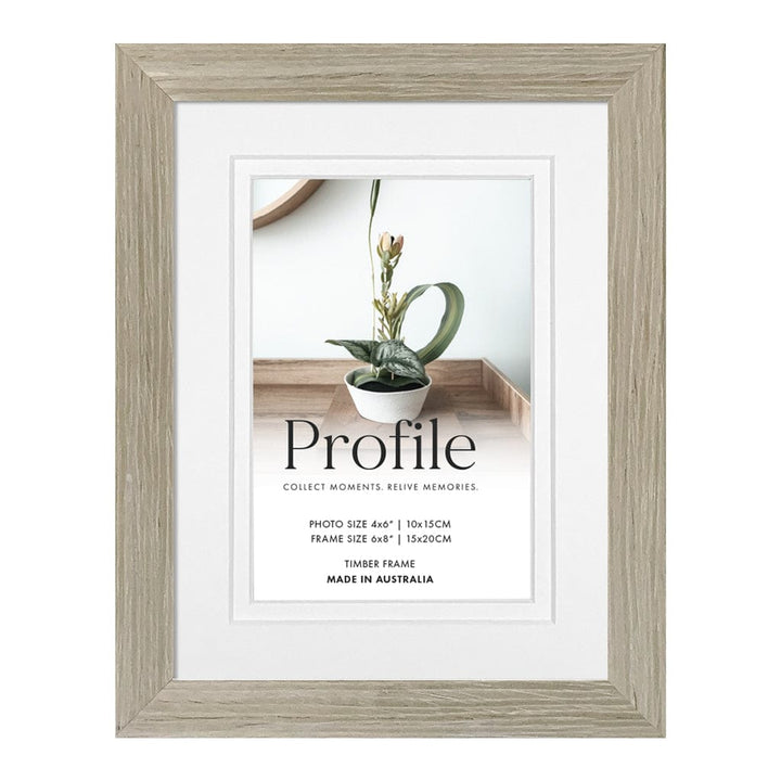 Elegant Deluxe Stone Ash Timber Photo Frame 6x8in (15x20cm) to suit 4x6in (10x15cm) image from our Australian Made Picture Frames collection by Profile Products (Australia) Pty Ltd