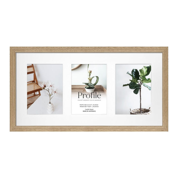 Elegant Deluxe Victorian Ash Natural Oak Timber Picture Frame 10x20in (25x50cm) to suit three 5x7in (13x18cm) images from our Australian Made Picture Frames collection by Profile Products Australia