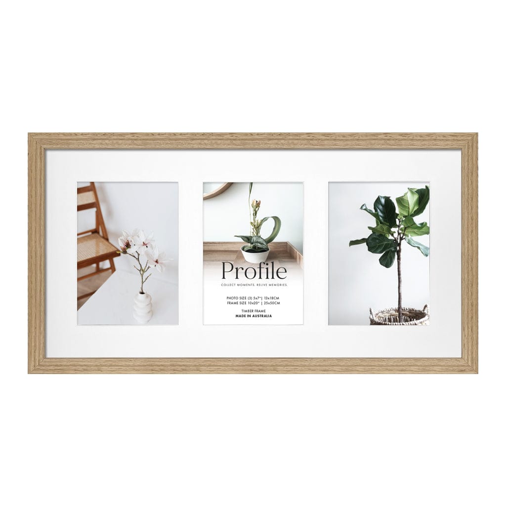 Elegant Deluxe Victorian Ash Natural Oak Timber Picture Frame 10x20in (25x50cm) to suit three 5x7in (13x18cm) images from our Australian Made Picture Frames collection by Profile Products Australia