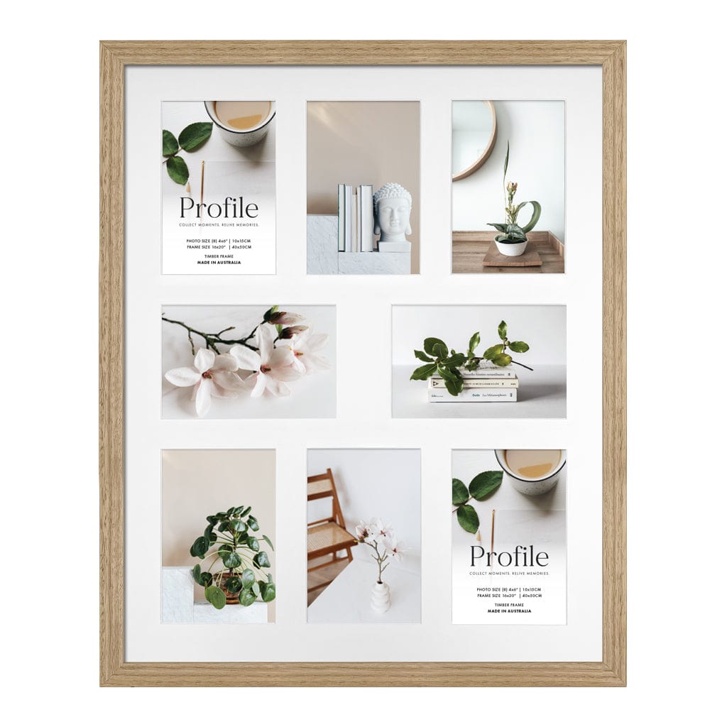 Elegant Deluxe Victorian Ash Natural Oak Timber Picture Frame 16x20in (40x50cm) to suit eight 4x6in (10x15cm) images from our Australian Made Picture Frames collection by Profile Products Australia