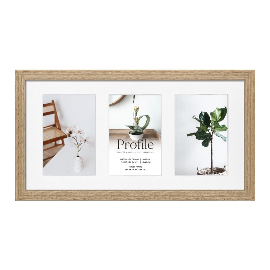Elegant Deluxe Victorian Ash Natural Oak Timber Picture Frame 8x16in (20x40cm) to suit three 4x6in (10x15cm) images from our Australian Made Picture Frames collection by Profile Products Australia