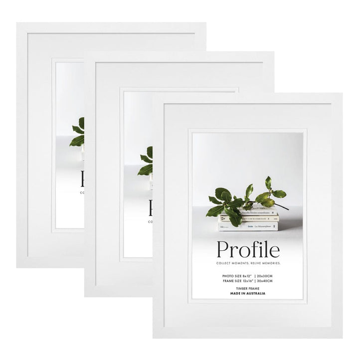 Elegant Deluxe White 12x16/8x12in Set of Frames (Bulk Frame Bundle 3 Pack) from our Australian Made Picture Frames collection by Profile Products (Australia) Pty Ltd