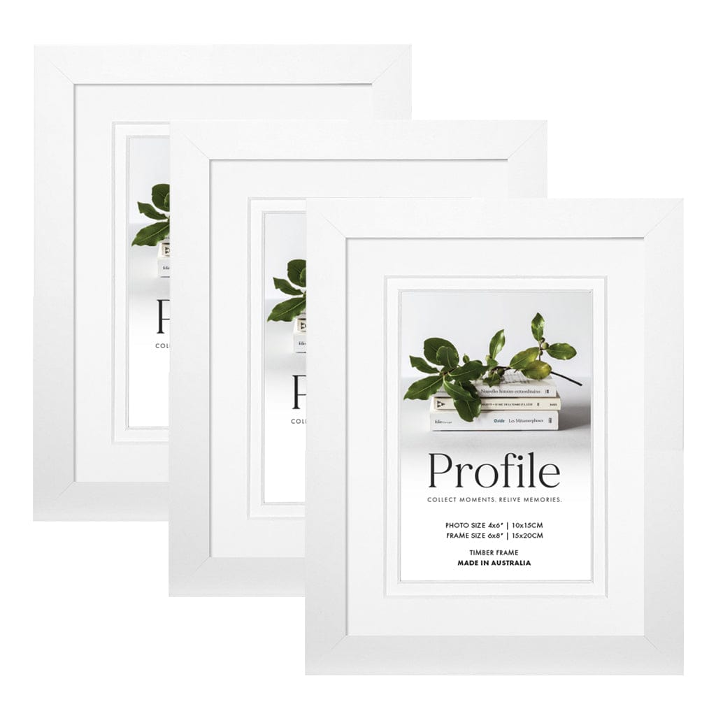 Elegant Deluxe White 6x8/4x6in Set of Frames (Bulk Frame Bundle 3 Pack) from our Australian Made Picture Frames collection by Profile Products (Australia) Pty Ltd