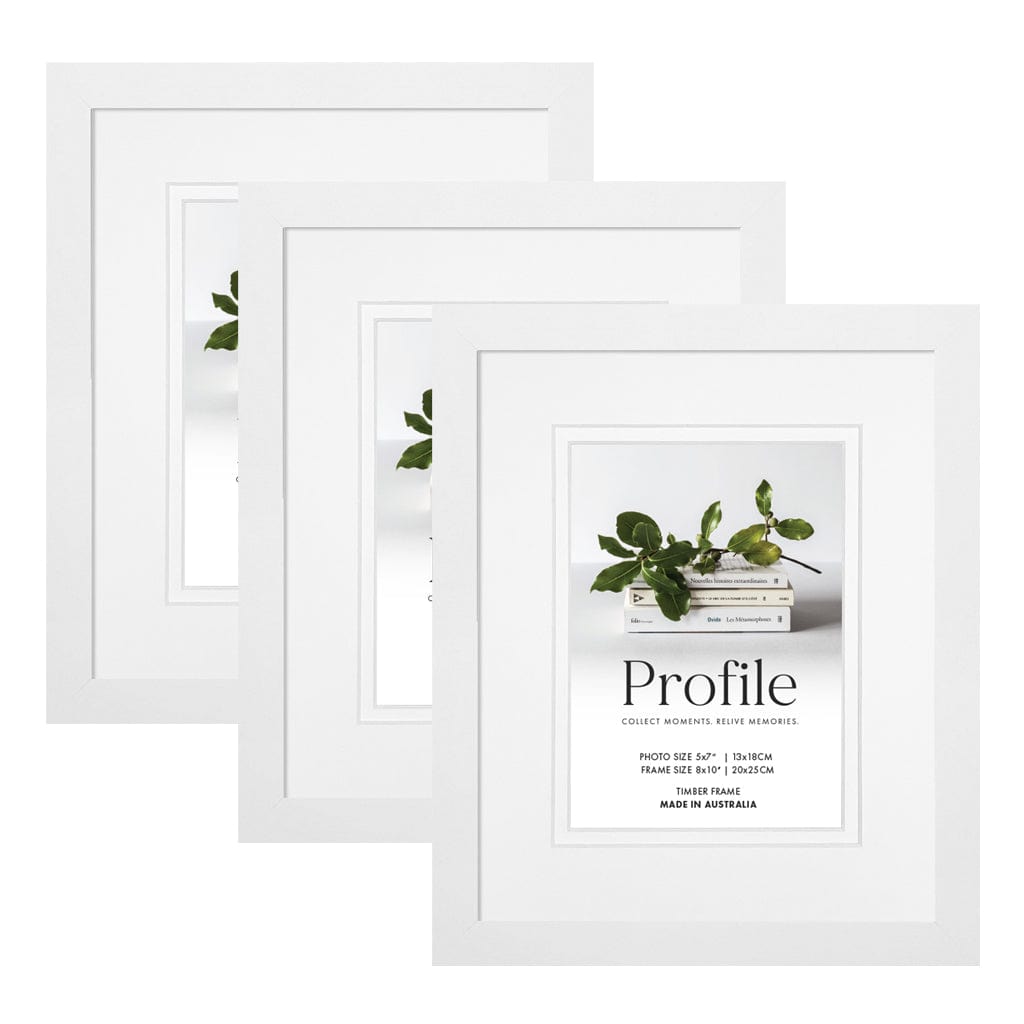 Elegant Deluxe White 8x10/5x7in Set of Frames (Bulk Frame Bundle 3 Pack) from our Australian Made Picture Frames collection by Profile Products (Australia) Pty Ltd