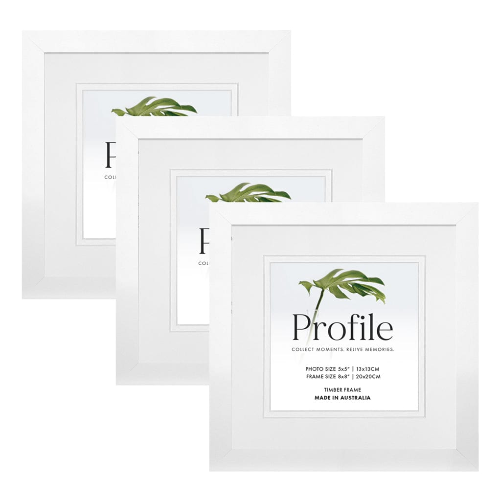 Elegant Deluxe White 8x8/5x5in Set of Frames (Bulk Frame Bundle 3 Pack) from our Australian Made Picture Frames collection by Profile Products (Australia) Pty Ltd