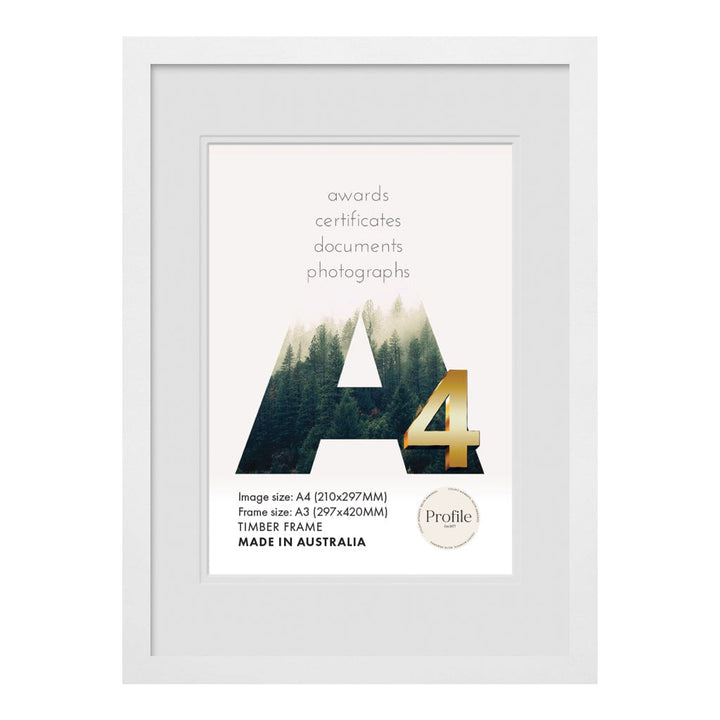 Elegant Deluxe White Photo Frame A3 (30x42cm) to suit A4 (21x30cm) image from our Australian Made Picture Frames collection by Profile Products (Australia) Pty Ltd