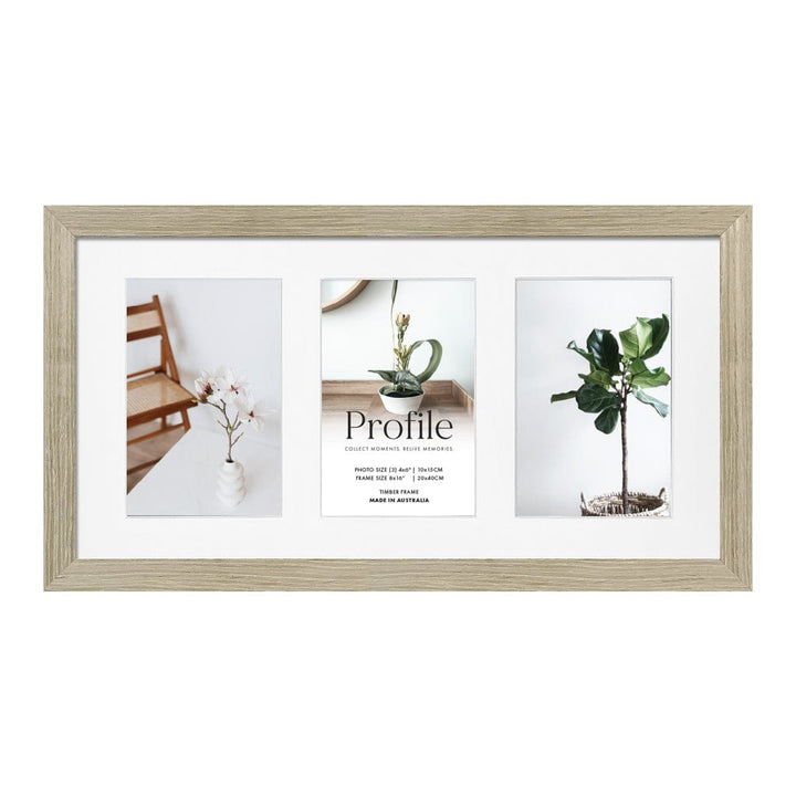 Elegant Gallery Collage Photo Frame - 3 Photos (4x6in) Stone Ash from our Australian Made Picture Frames collection by Profile Products (Australia) Pty Ltd