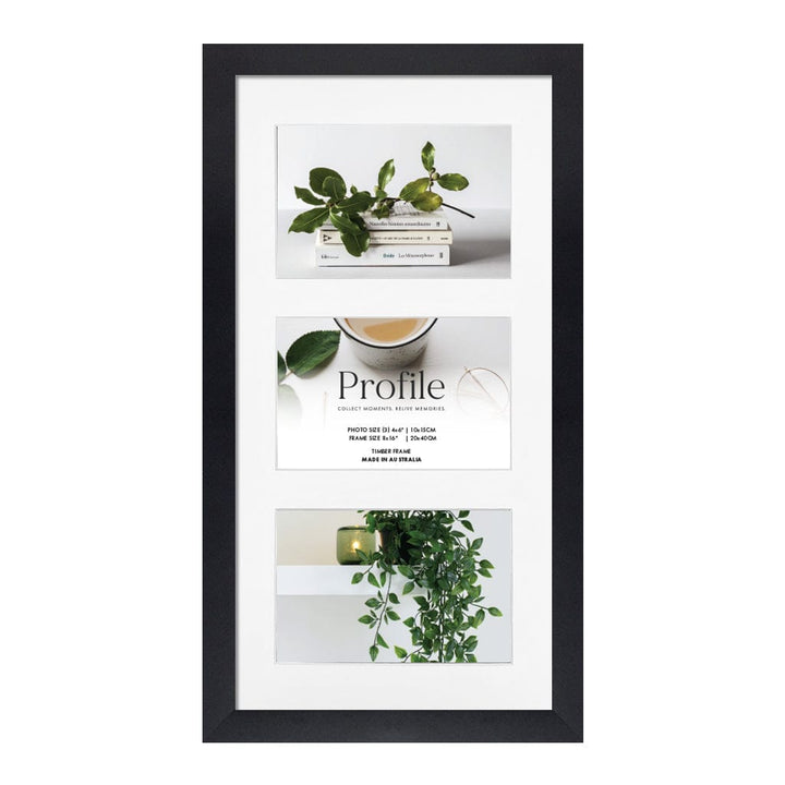 Elegant Gallery Collage Photo Frame - 3 Photos (4x6in) (Vertical) Black Frame from our Australian Made Picture Frames collection by Profile Australia