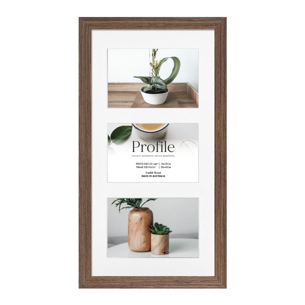 Elegant Gallery Collage Photo Frame - 3 Photos (4x6in) (Vertical) Chestnut from our Australian Made Picture Frames collection by Profile Australia