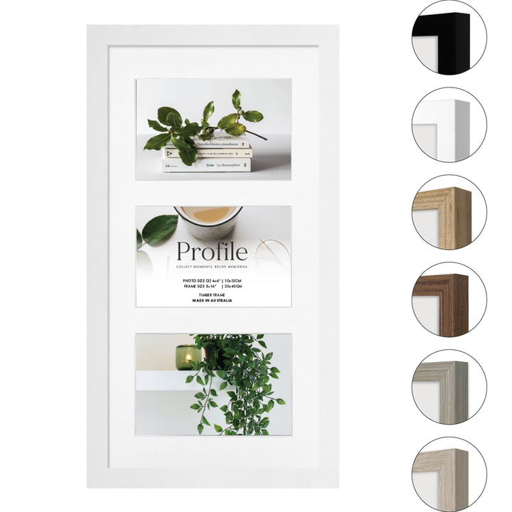 Elegant Gallery Collage Photo Frame - 3 Photos (4x6in) (Vertical) from our Australian Made Picture Frames collection by Profile Australia