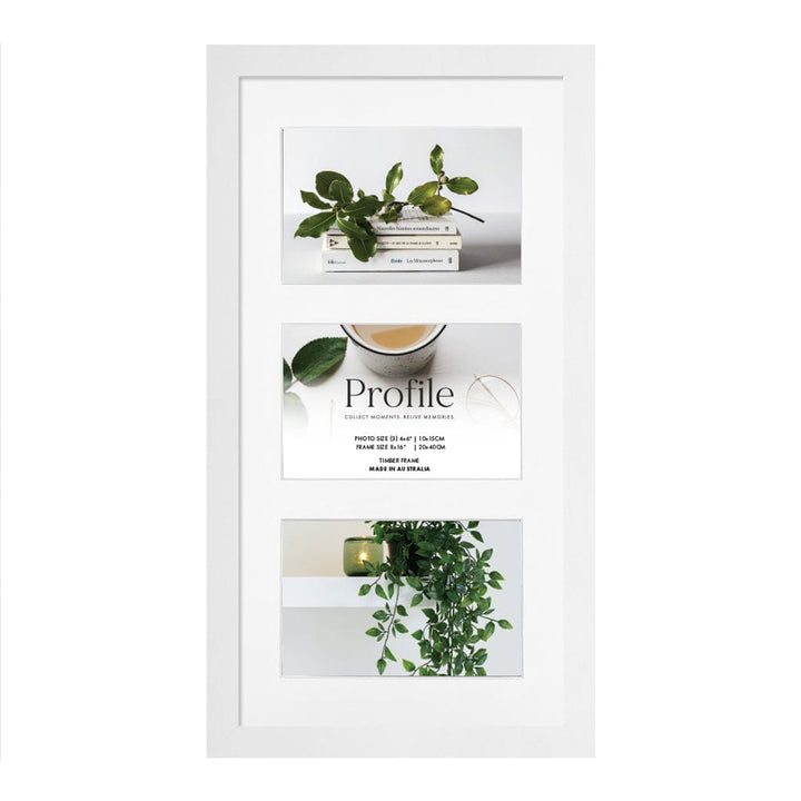 Elegant Gallery Collage Photo Frame - 3 Photos (4x6in) (Vertical) White Frame from our Australian Made Picture Frames collection by Profile Australia