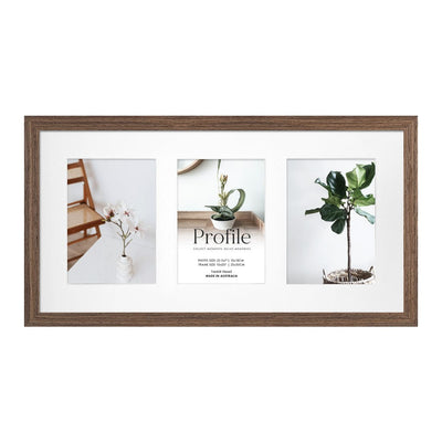 Elegant Gallery Collage Photo Frame - 3 Photos (5x7in) Chestnut from our Australian Made Collage Photo Frame collection by Profile Products Australia