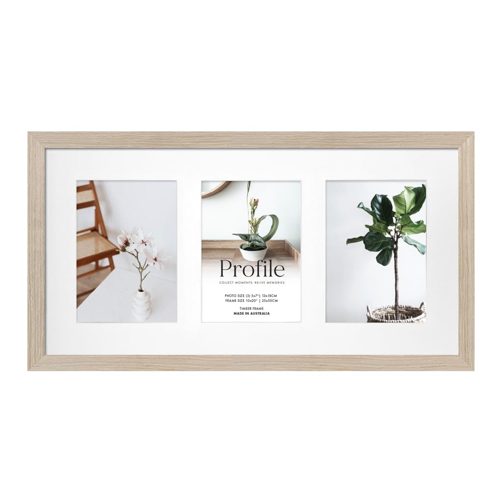 Elegant Gallery Collage Photo Frame - 3 Photos (5x7in) Polar Birch from our Australian Made Collage Photo Frame collection by Profile Products Australia