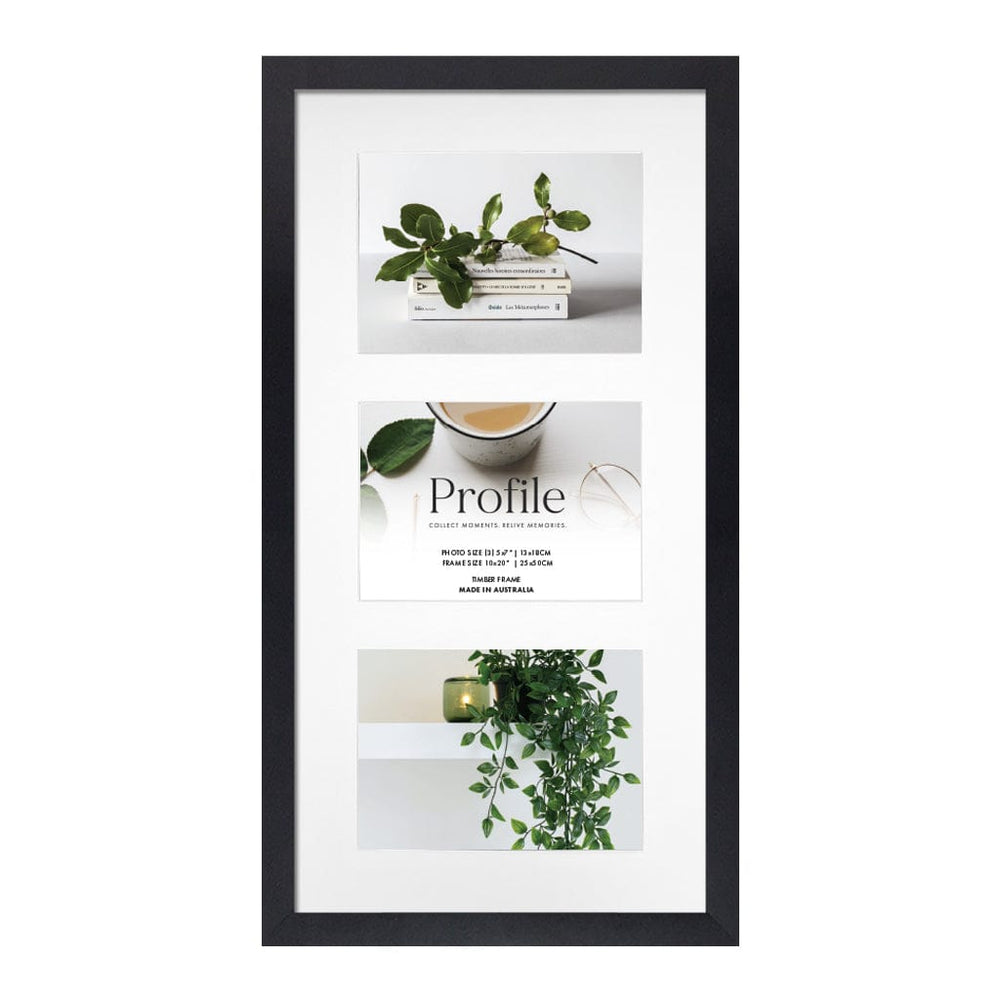 Elegant Gallery Collage Photo Frame - 3 Photos (5x7in) (Vertical) Black Frame from our Australian Made Collage Photo Frame collection by Profile Products (Australia) Pty Ltd