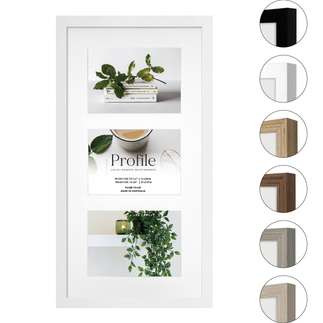 Elegant Gallery Collage Photo Frame - 3 Photos (5x7in) (Vertical) from our Australian Made Collage Photo Frame collection by Profile Products (Australia) Pty Ltd