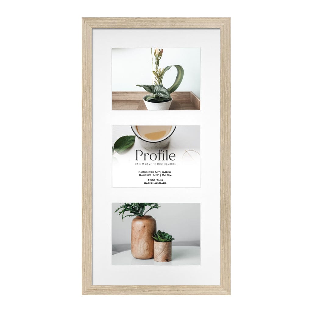 Elegant Gallery Collage Photo Frame - 3 Photos (5x7in) (Vertical) Polar Birch from our Australian Made Collage Photo Frame collection by Profile Products (Australia) Pty Ltd
