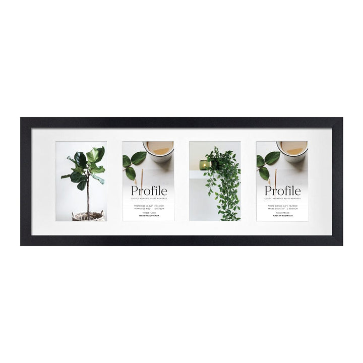 Elegant Gallery Collage Photo Frame - 4 Photos (4x6in) Black Frame from our Australian Made Collage Photo Frame collection by Profile Products Australia