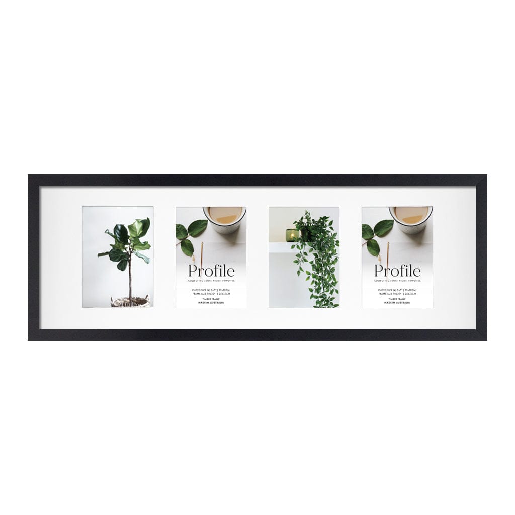 Elegant Gallery Collage Photo Frame - 4 Photos (5x7in) Black Frame from our Australian Made Collage Photo Frame collection by Profile Products Australia