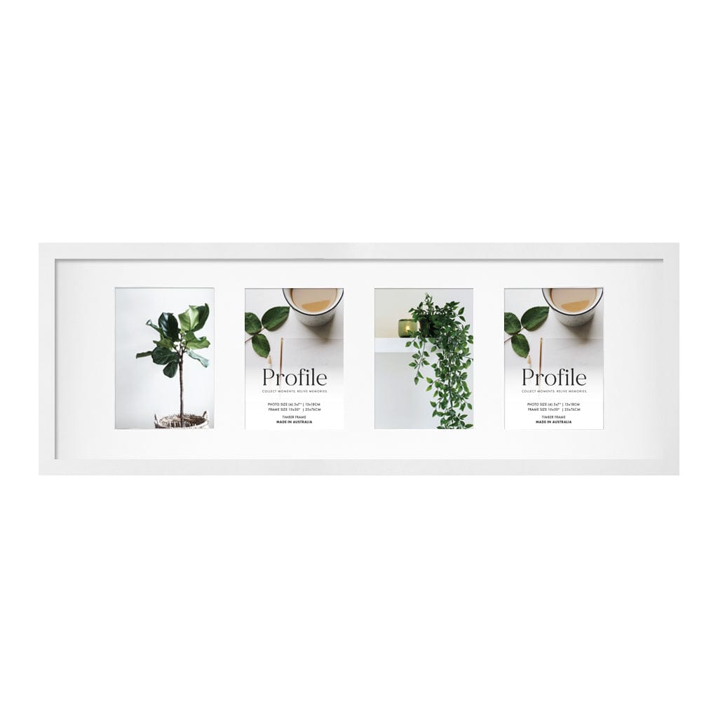 Elegant Gallery Collage Photo Frame - 4 Photos (5x7in) White Frame from our Australian Made Collage Photo Frame collection by Profile Products Australia