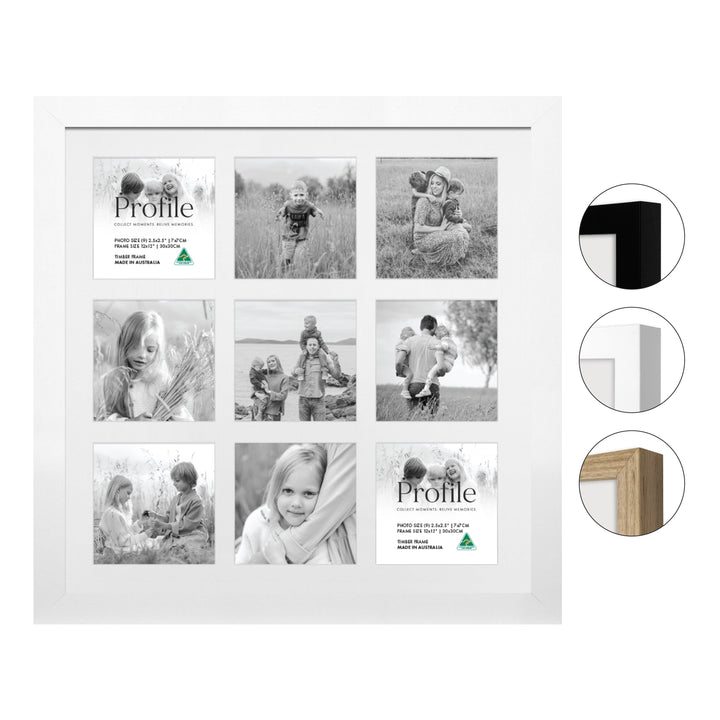 Elegant Insta Square Collage Photo Frame - 9 Photos (2.5x2.5in) from our Australian Made Collage Photo Frame collection by Profile Products Australia