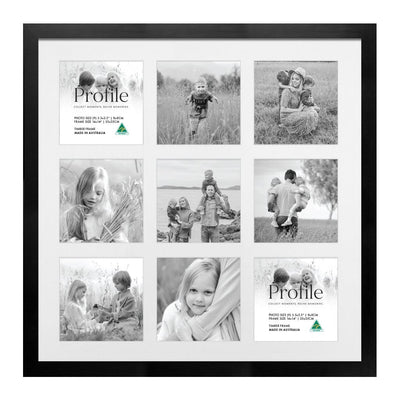 Elegant Insta Square Collage Photo Frame - 9 Photos (3.5x3.5in) Black Frame from our Australian Made Collage Photo Frame collection by Profile Products Australia
