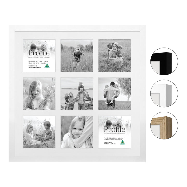 Elegant Insta Square Collage Photo Frame - 9 Photos (3.5x3.5in) from our Australian Made Collage Photo Frame collection by Profile Products Australia