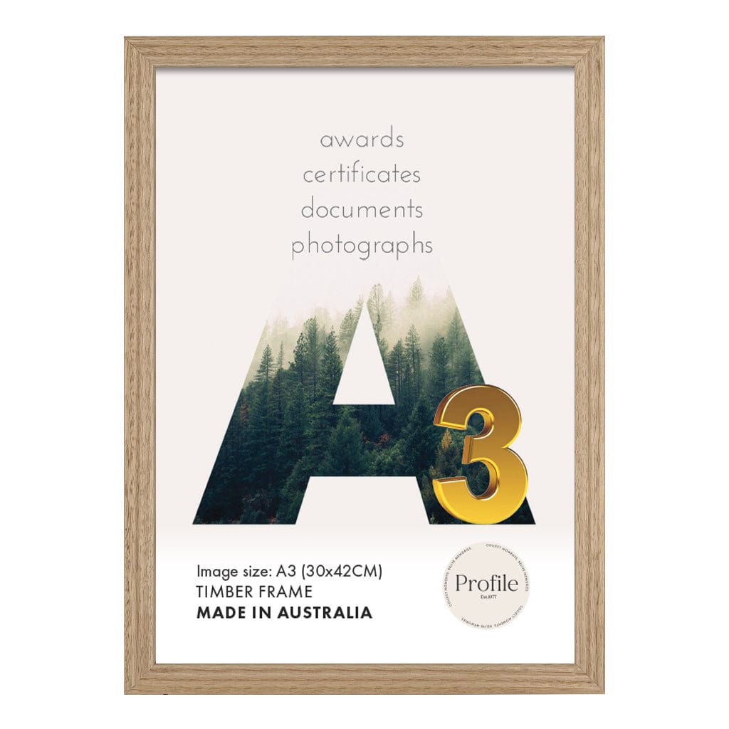 Elegant Natural Oak A3 Picture Frame from our Australian Made Picture Frames collection by Profile Products (Australia) Pty Ltd