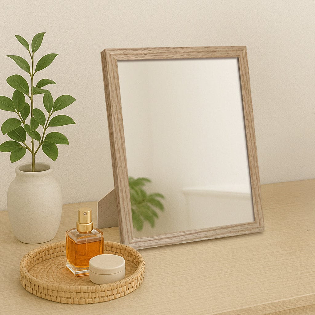 Elegant Natural Oak Framed Mirror – 10x12 Inch Tabletop Display from our Australian Made Picture Frames collection by Profile Products (Australia) Pty Ltd