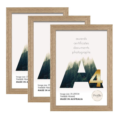 Elegant Victorian Ash A4 Set of Frames (Bulk Frame Bundle 3 Pack) from our Australian Made Picture Frames collection by Profile Products (Australia) Pty Ltd