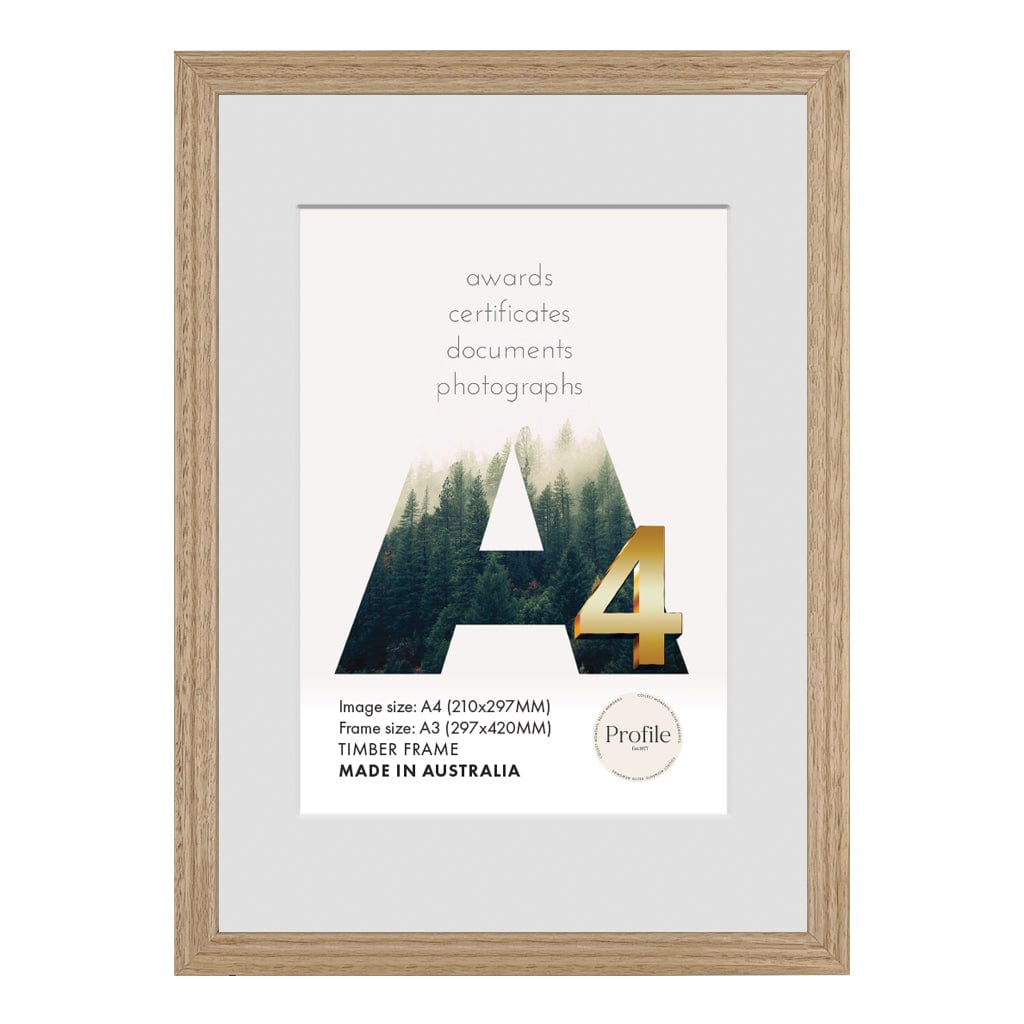 Elegant Victorian Ash Natural Oak Certificate Picture Frame A3 (30x42cm) to suit A4 (21x30cm) image from our Australian Made Picture Frames collection by Profile Products Australia