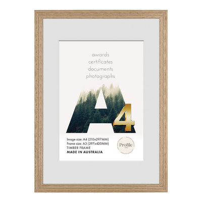 Elegant Victorian Ash Natural Oak Certificate Picture Frame A3 (30x42cm) to suit A4 (21x30cm) image from our Australian Made Picture Frames collection by Profile Products Australia