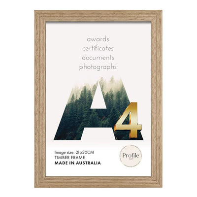Elegant Victorian Ash Natural Oak Certificate Picture Frame A4 (21 x 29.7cm) from our Australian Made Picture Frames collection by Profile Products Australia