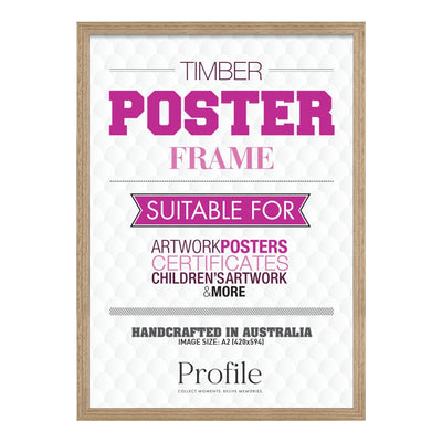 Elegant Victorian Ash Natural Oak Poster Picture Frame A2 (42x59cm) Unmatted from our Australian Made Picture Frames collection by Profile Products Australia