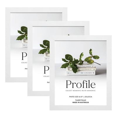 Elegant White 8x10in Set of Frames (Bulk Frame Bundle 3 Pack) from our Australian Made Picture Frames collection by Profile Products (Australia) Pty Ltd
