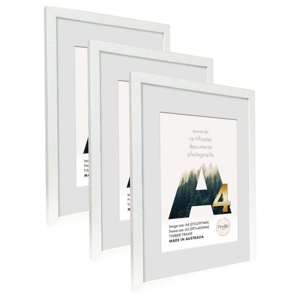 Elegant White A3/A4 Set of Frames (Bulk Frame Bundle 3 Pack) from our Australian Made A3 Picture Frames collection by Profile Products (Australia) Pty Ltd