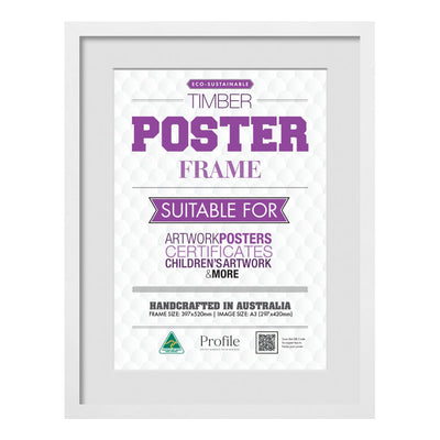 Elegant White Certificate Picture Frame 40x52cm to suit A3 (30x42cm) image from our Australian Made Picture Frames collection by Profile Products (Australia) Pty Ltd