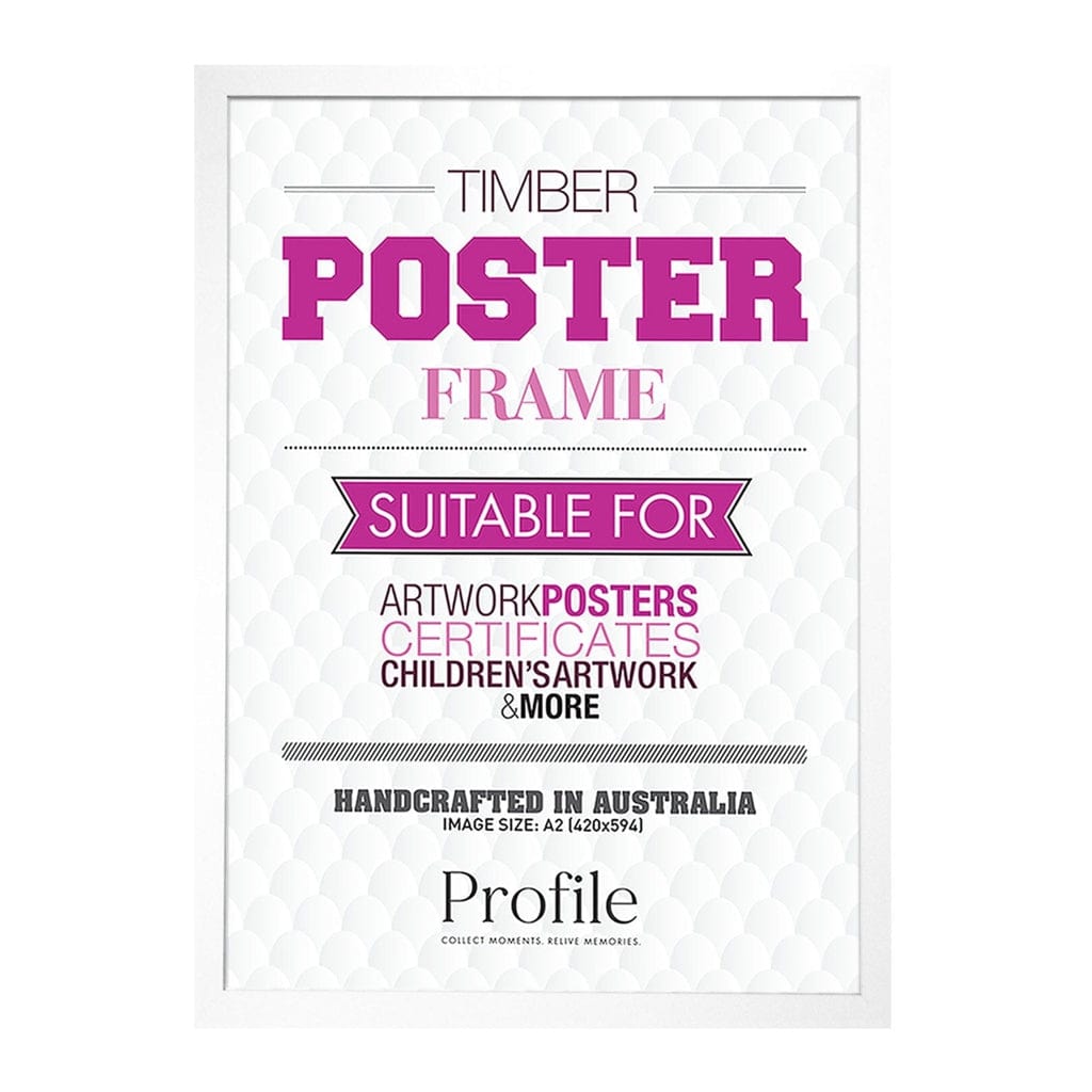 Elegant White Timber Photo Frame A2 (42x59.4cm) from our Australian Made Picture Frames collection by Profile Products (Australia) Pty Ltd