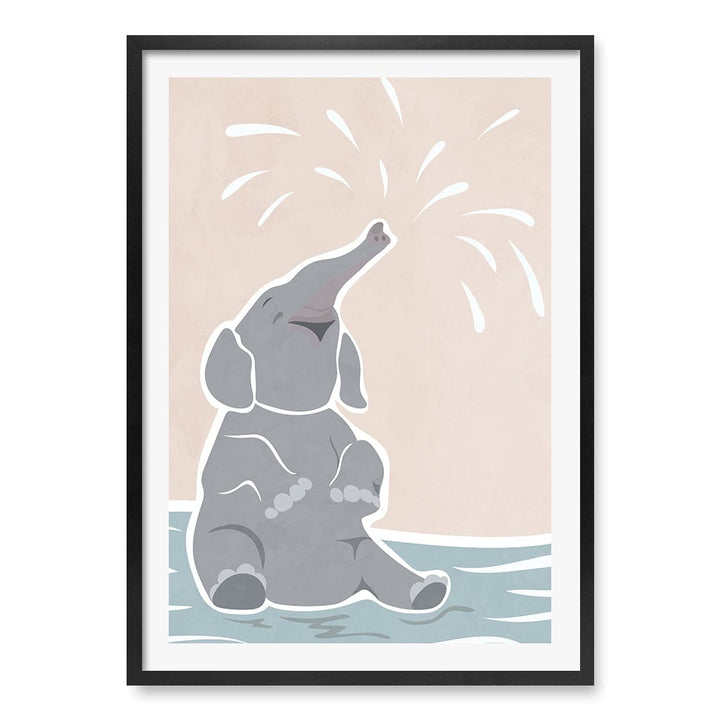 Elephant Joy Nursery Wall Art Print A1 (59.4 x 84.1cm) / Matte Black Frame / White Border from our Australian Made Framed Wall Art, Prints & Posters collection by Profile Products (Australia) Pty Ltd