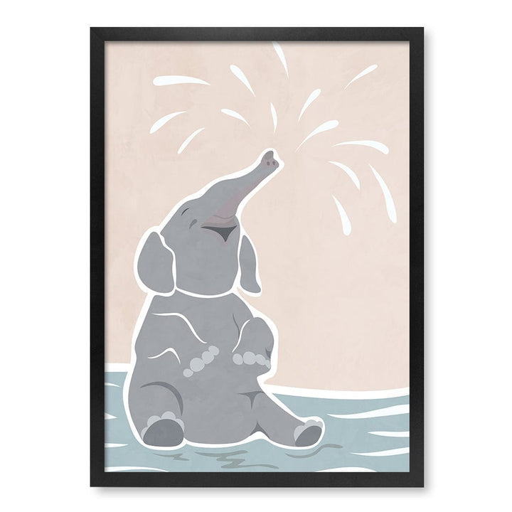 Elephant Joy Nursery Wall Art Print A2 (42 x 59.4cm) / Matte Black Frame / No Border from our Australian Made Framed Wall Art, Prints & Posters collection by Profile Products (Australia) Pty Ltd