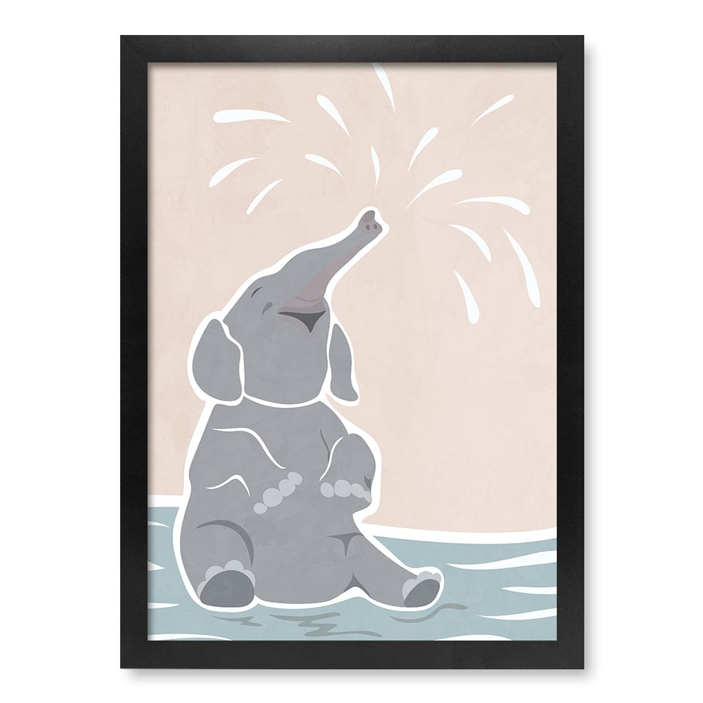 Elephant Joy Nursery Wall Art Print A3 (29.7 x 42cm) / Matte Black Frame / No Border from our Australian Made Framed Wall Art, Prints & Posters collection by Profile Products (Australia) Pty Ltd