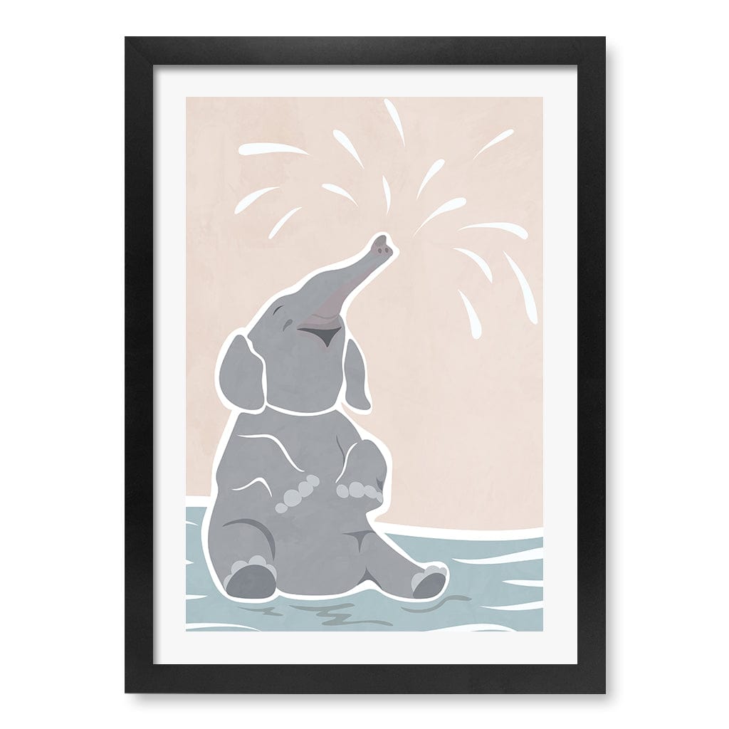 Elephant Joy Nursery Wall Art Print A3 (29.7 x 42cm) / Matte Black Frame / White Border from our Australian Made Framed Wall Art, Prints & Posters collection by Profile Products (Australia) Pty Ltd