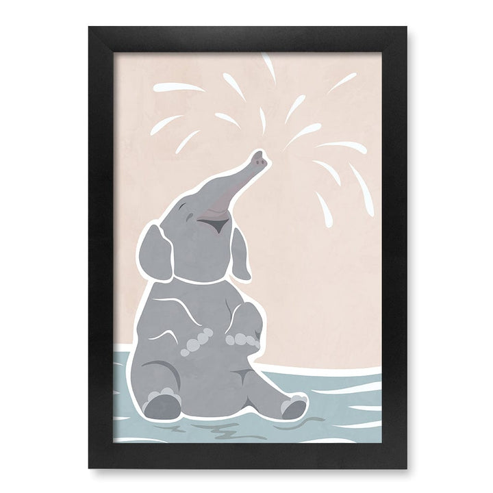 Elephant Joy Nursery Wall Art Print A4 (21 x 29.7cm) / Matte Black Frame / No Border from our Australian Made Framed Wall Art, Prints & Posters collection by Profile Products (Australia) Pty Ltd