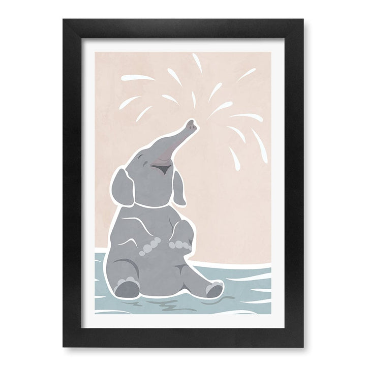 Elephant Joy Nursery Wall Art Print A4 (21 x 29.7cm) / Matte Black Frame / White Border from our Australian Made Framed Wall Art, Prints & Posters collection by Profile Products (Australia) Pty Ltd