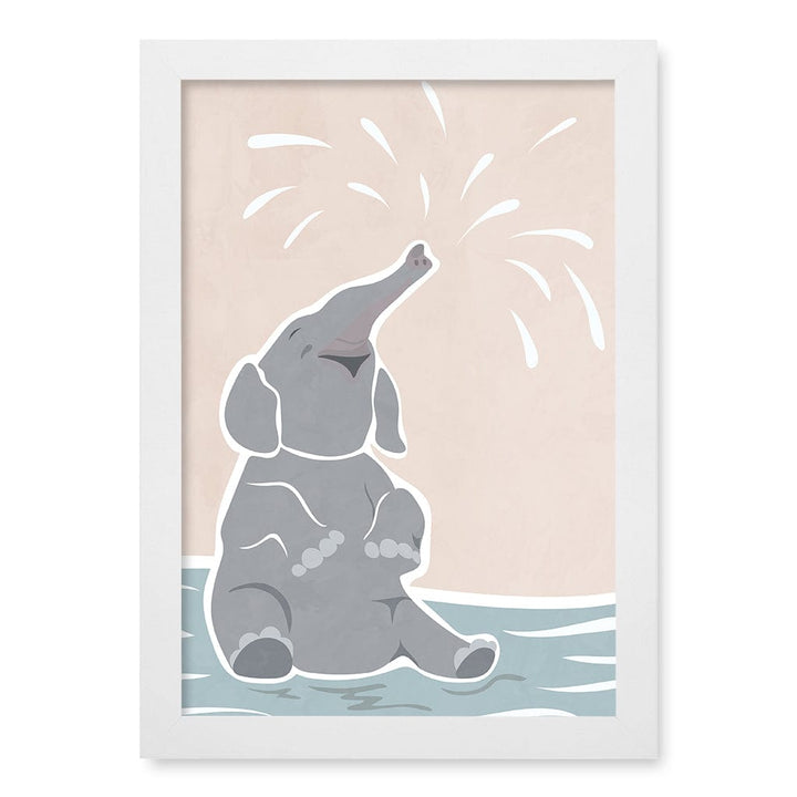 Elephant Joy Nursery Wall Art Print A4 (21 x 29.7cm) / Matte White Frame / No Border from our Australian Made Framed Wall Art, Prints & Posters collection by Profile Products (Australia) Pty Ltd
